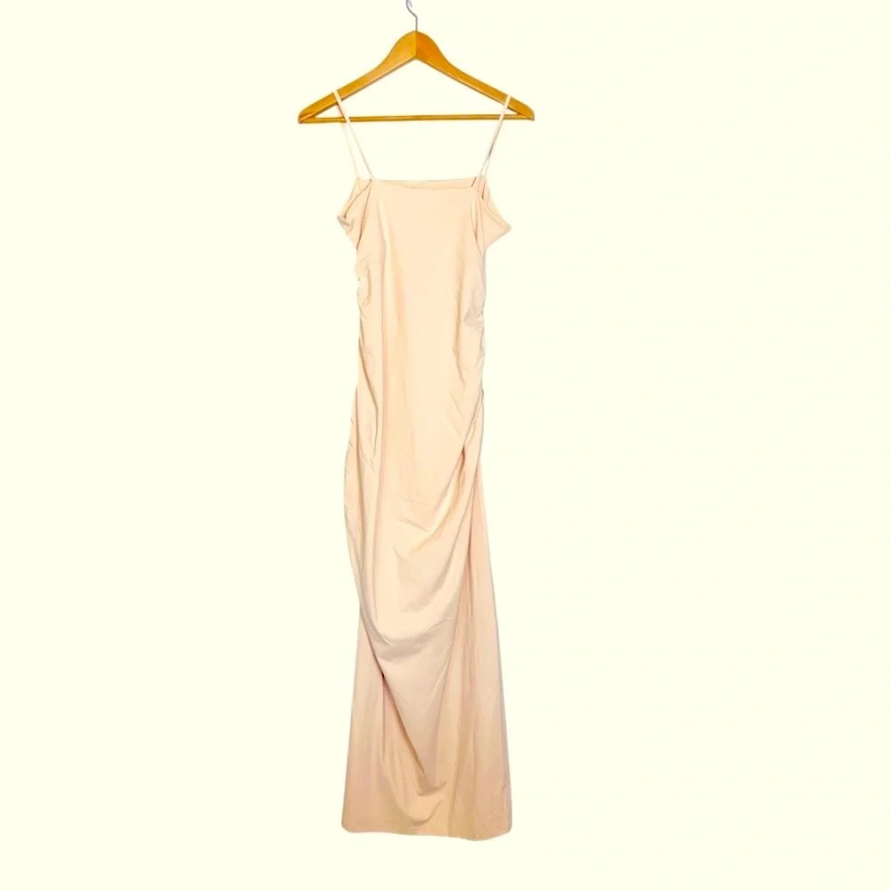 Susana Monaco Ivory Cream Nude Ruched Core Support Fitted Bodycon Maxi Dress - Picture 5 of 13